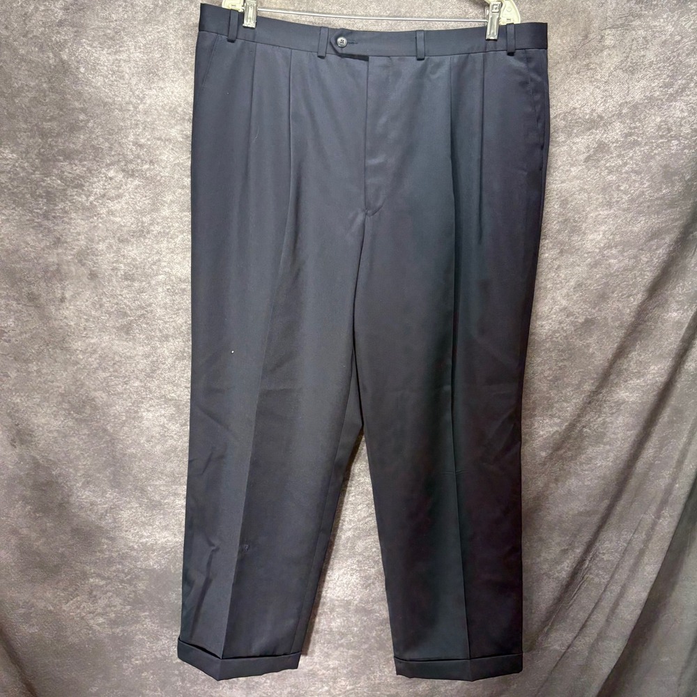 Polo University Ralph Lauren Mens 40 Navy Wool Pleated Dress Pants Super 100s